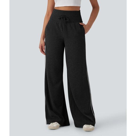 HALARA Pants - NEW Halara Women's Medium Ribbed High Waisted Tummy Control  Wide Leg Pants